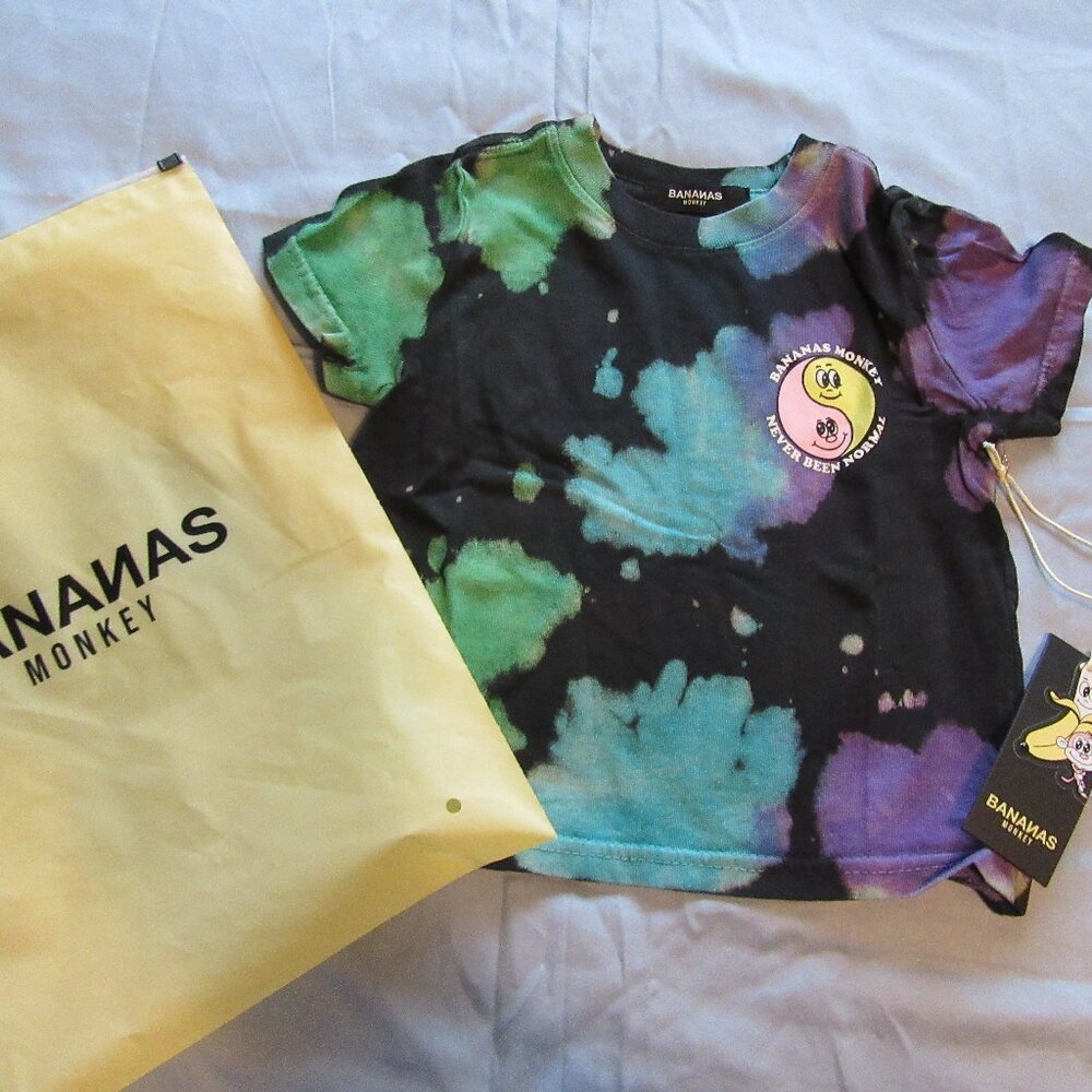 Toddler Boys Bananas Monkey Tie Dye T Shirt Sz 2T New